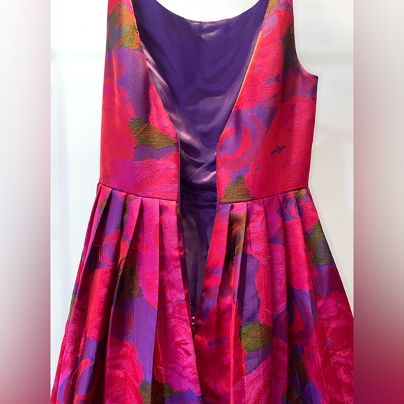 Adrianna Papell Red Pink Purple Floral Gown - Picture 3 of 8